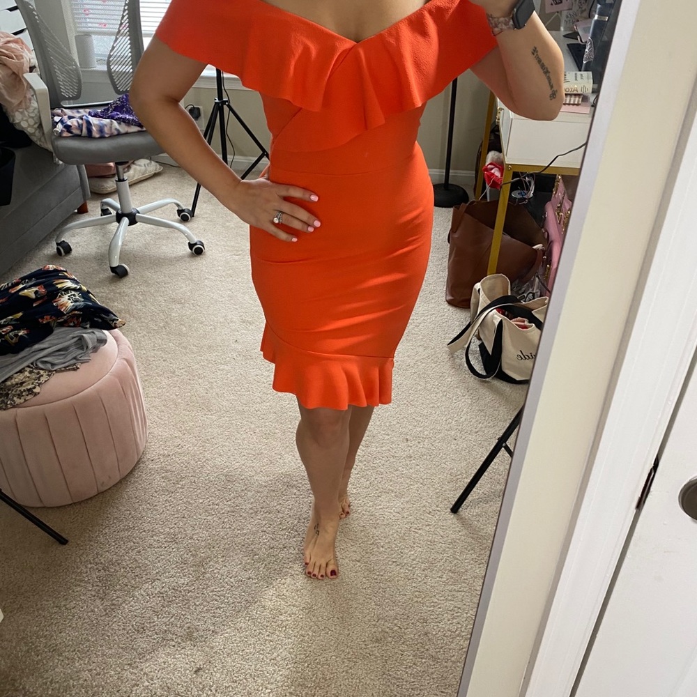 Strapless Orange Dress